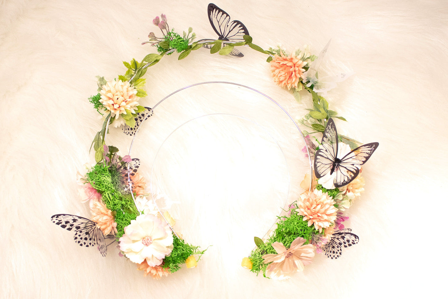 Celestial Grace - Halo Crown Silver with Flowers | Handmade Hair Accessory for Magical and Elegant Styles | by Odette Design