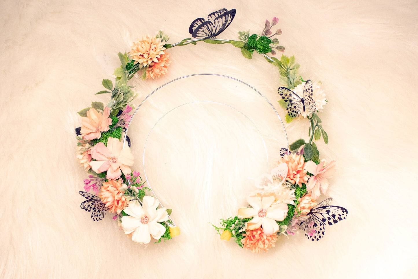 Celestial Grace - Halo Crown Silver with Flowers | Handmade Hair Accessory for Magical and Elegant Styles | by Odette Design