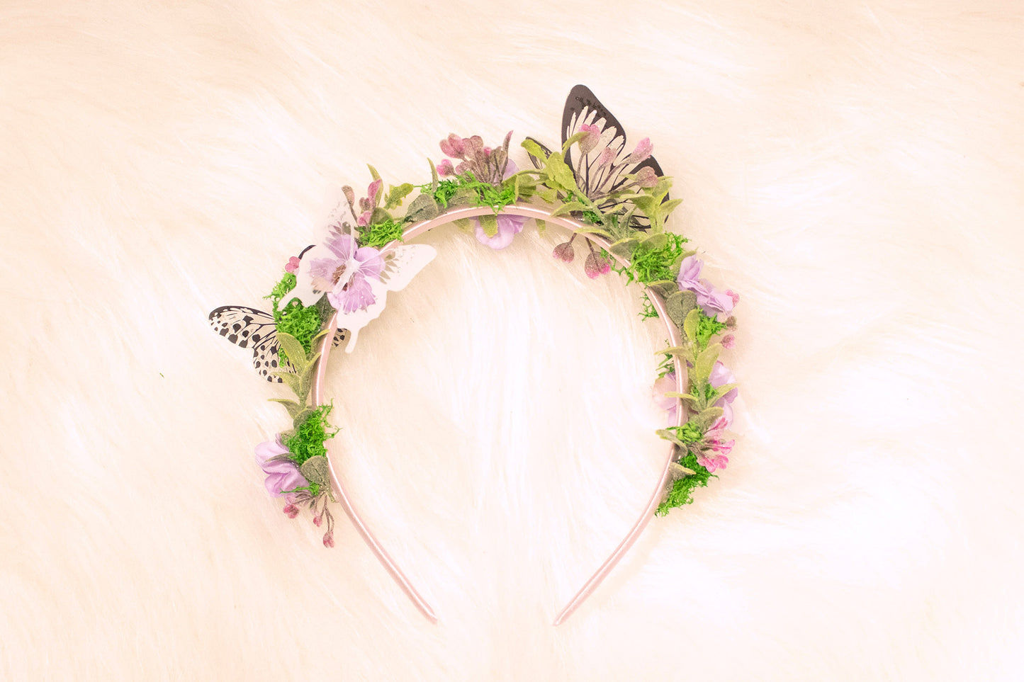 Twilight Meadow - Lilac Moss Flower Headband | Handmade Hair Accessory for Magical and Elegant Styles