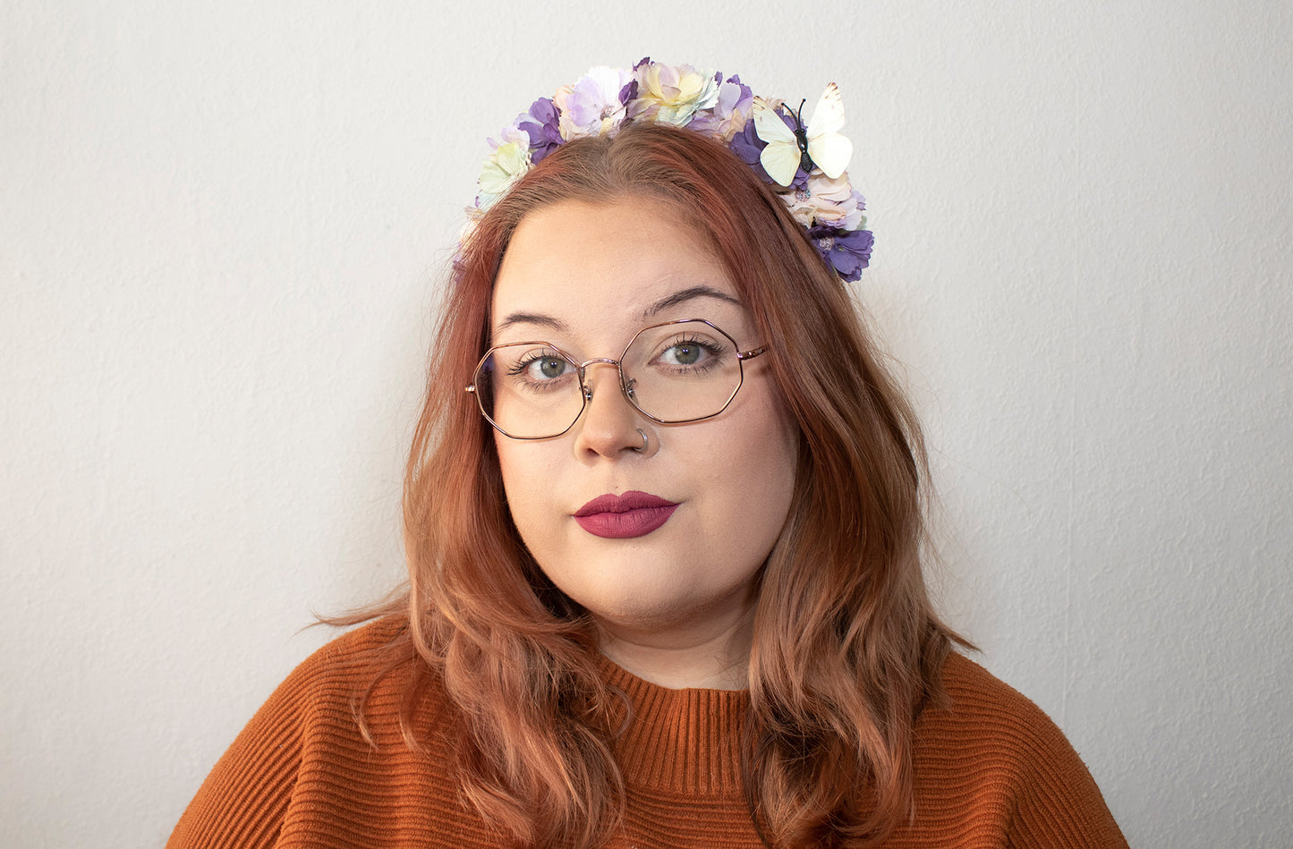 Lavender Wings - Purple Flower Headband with Butterfly | Handmade Hair Accessory for Magical and Elegant Styles | by Odette Design