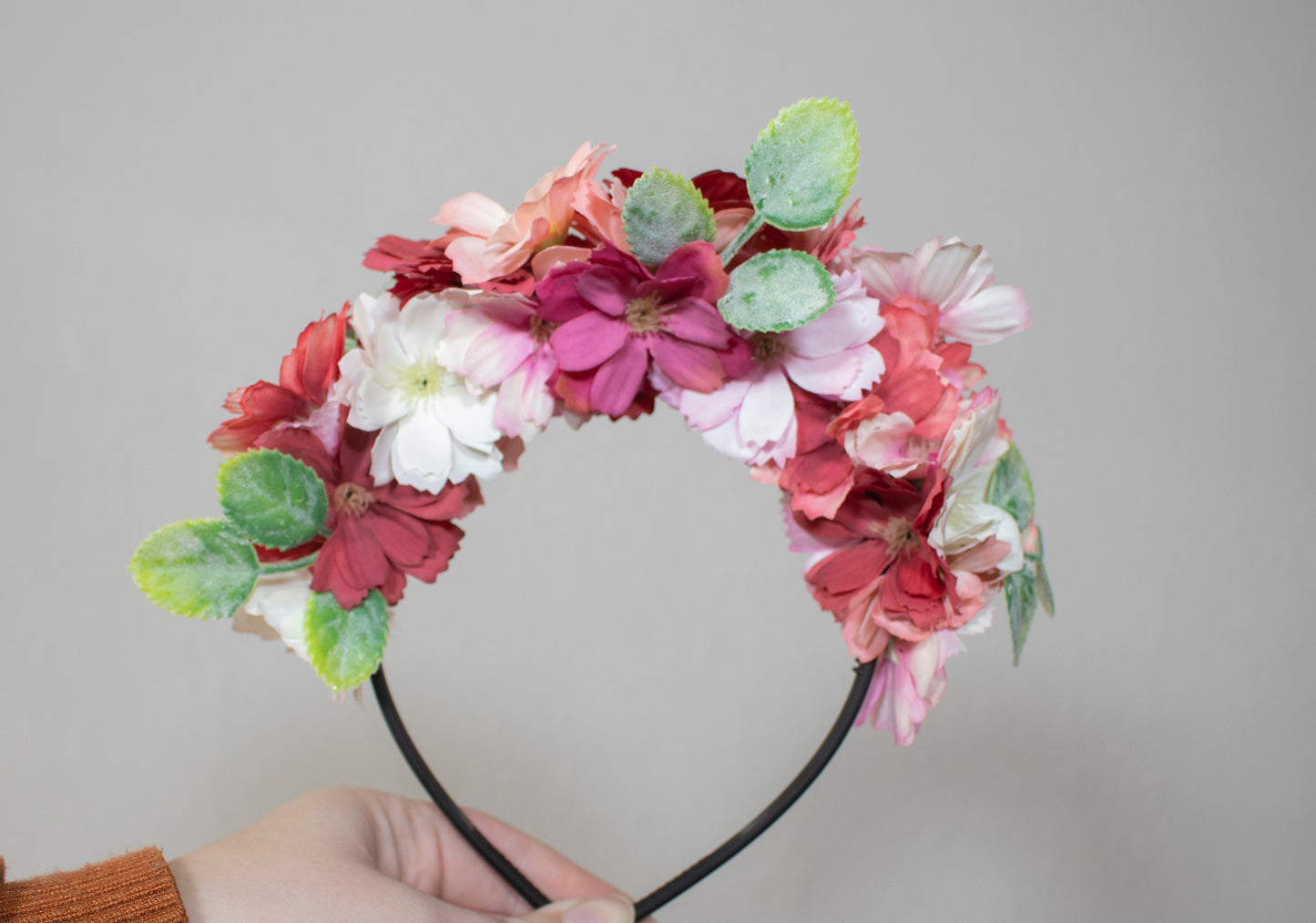 Headband with pink flowers
